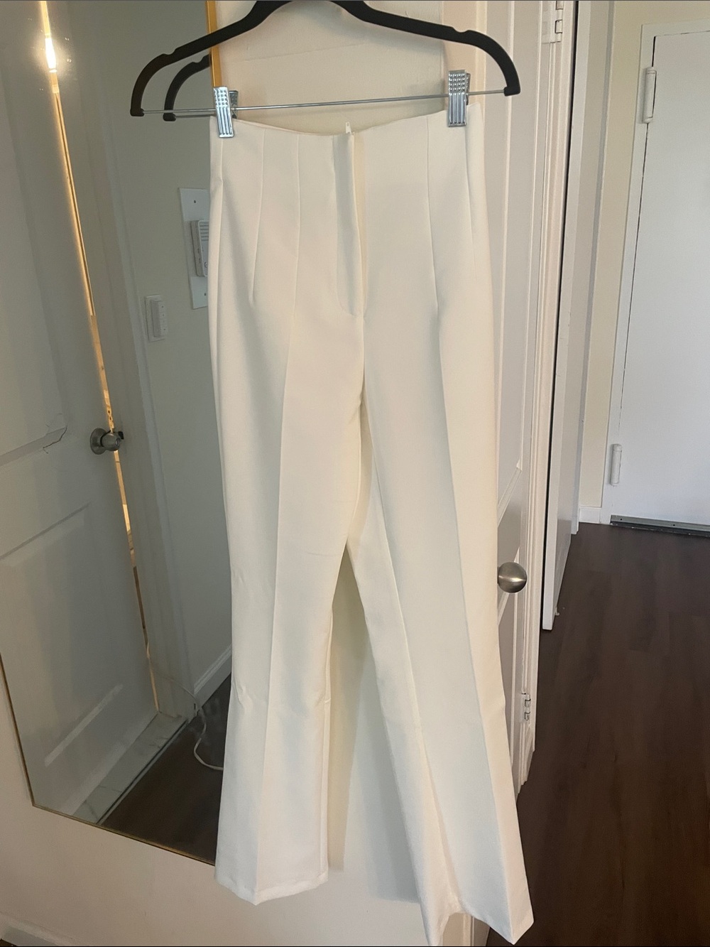 Zara Cream High-Rise Wide-Leg Trousers